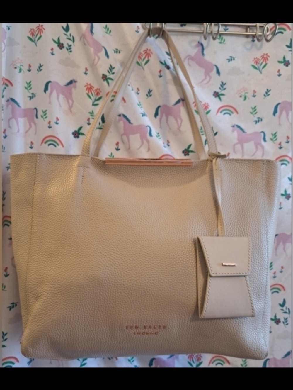 NWT Ted Baker Dixie Dusty Rose Leather Casual Neutral Travel Tote Purse Set